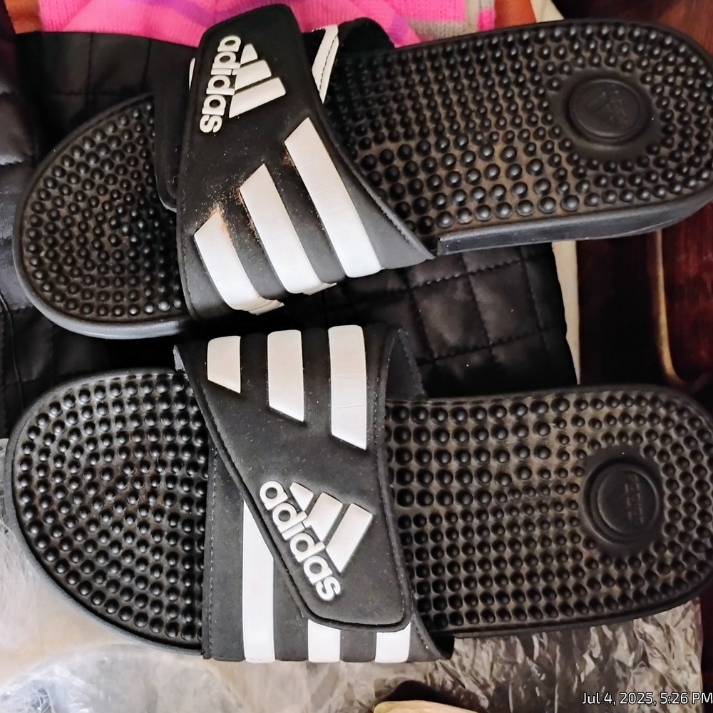 Adidas Black and White Comfort Slides